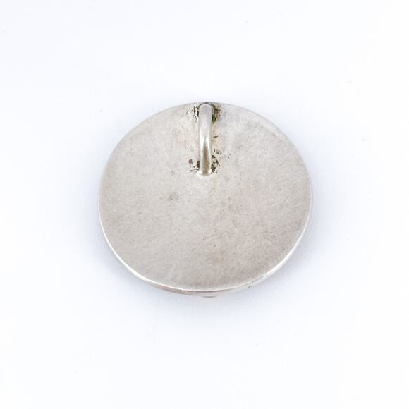 Vintage Sterling Silver 925 Round Disc Pendant with Gold Accent - Picture 4 of 6